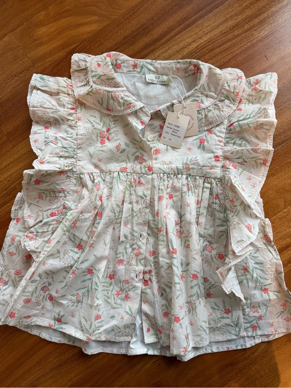 NWT. Early Sunday Suzanne Blouse - Meadow Flowers print size 6 years